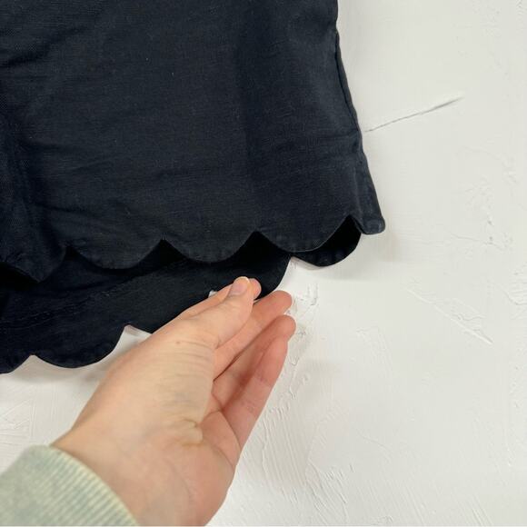 J Crew Black Linen Scalloped Hem Chino Shorts Dressy Shorts Womens 0 Preppy - Picture 6 of 9